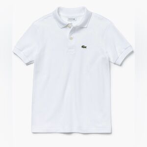 Kids Cotton Pique Polo; White, size 5